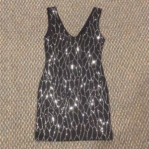 Mandee black and silver sequin dress